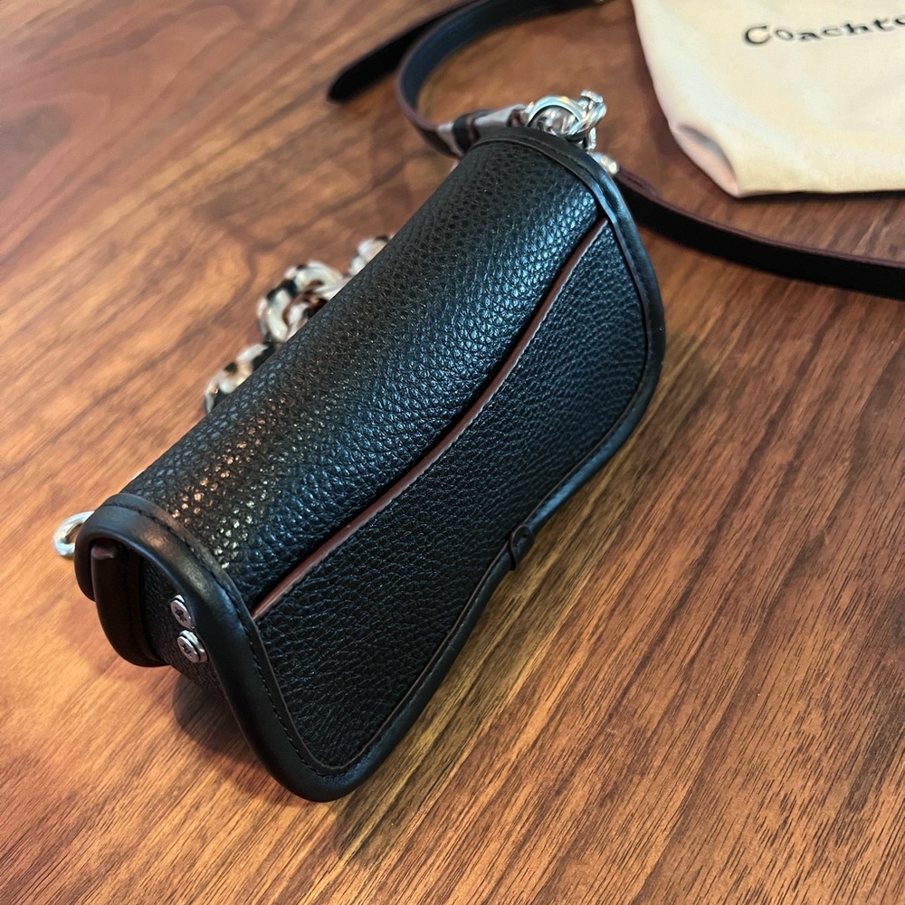 🎄COACH Coachtopia Mini Wavy Black and Silver Leather Hand Bag - Picture 6 of 9
